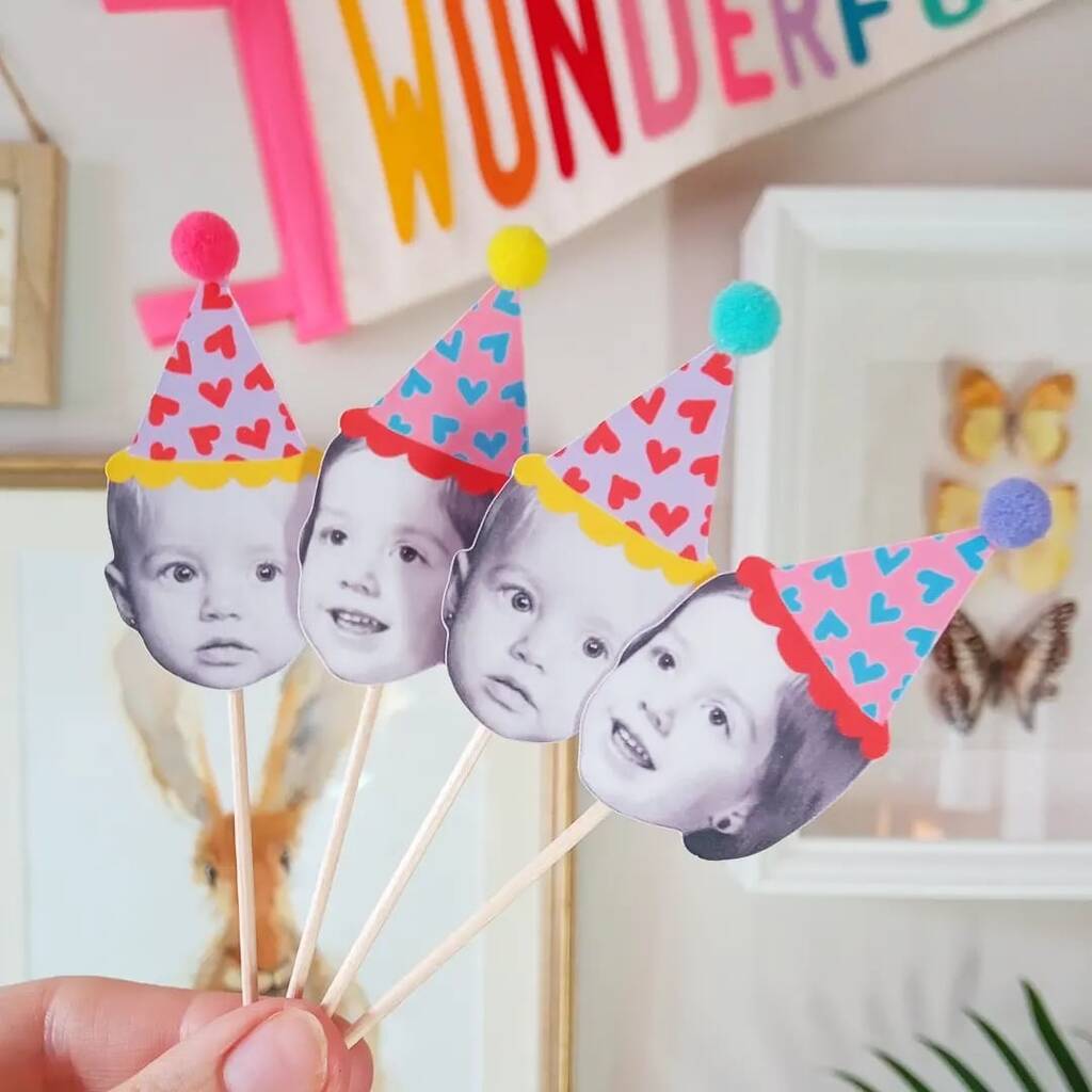 Happy Head Love Heart Personalised Cupcake Toppers