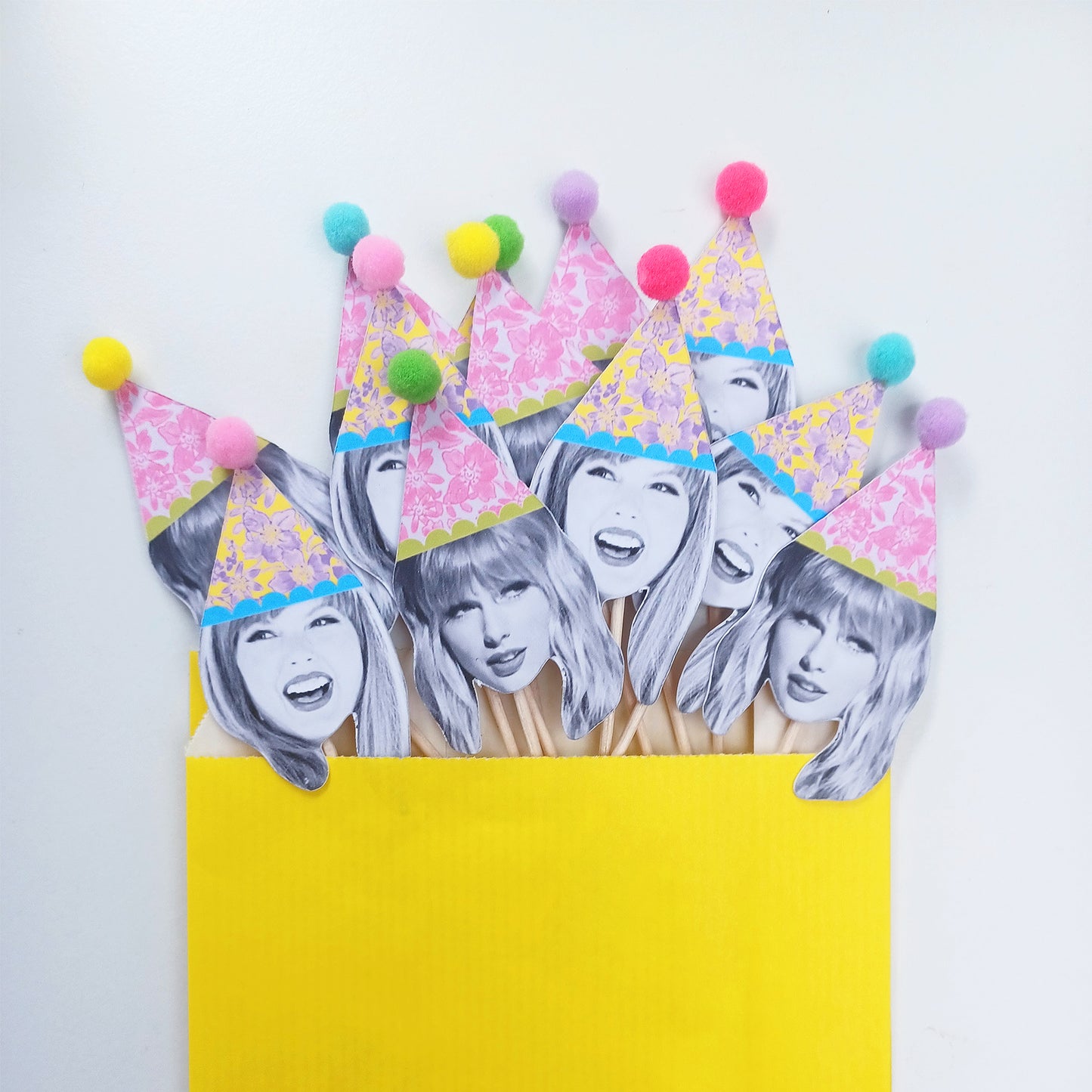 Happy Head Floral Personalised Cupcake Toppers