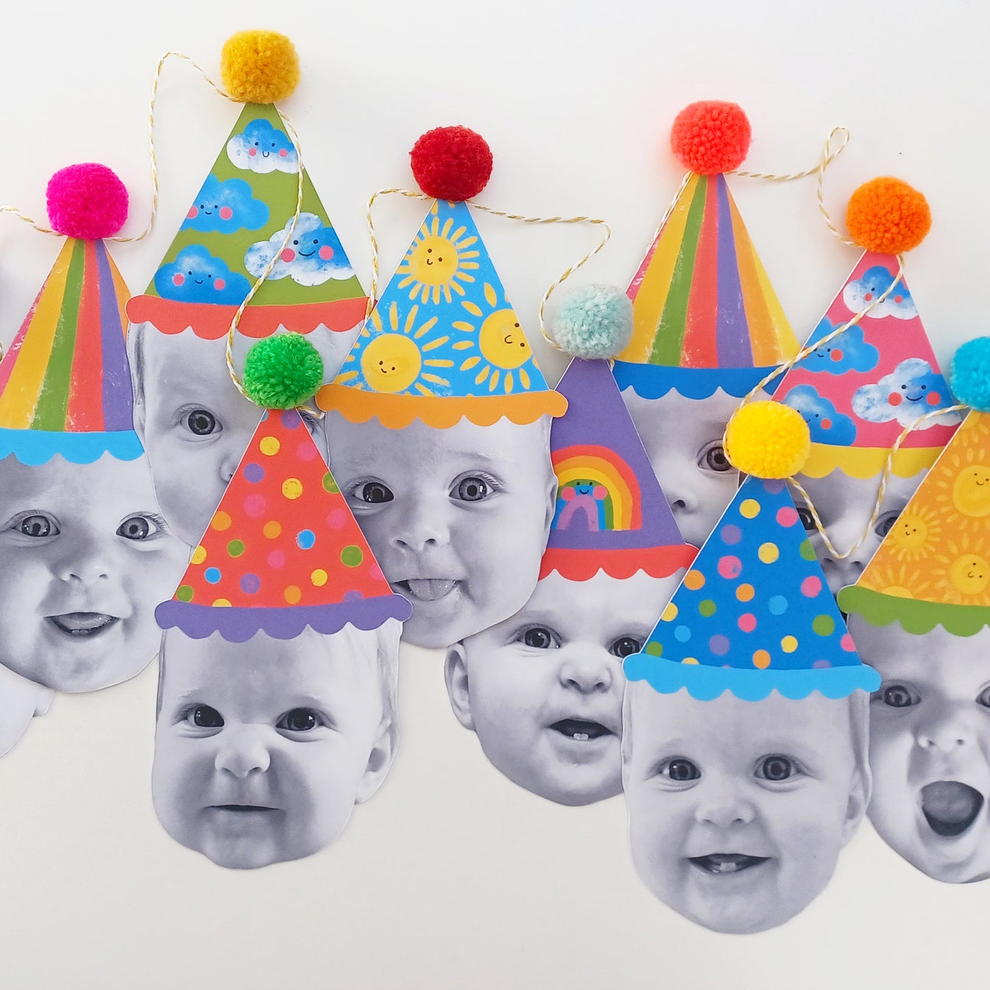 Happy Head Personalised Face Whatever the Weather Pom Pom Garland