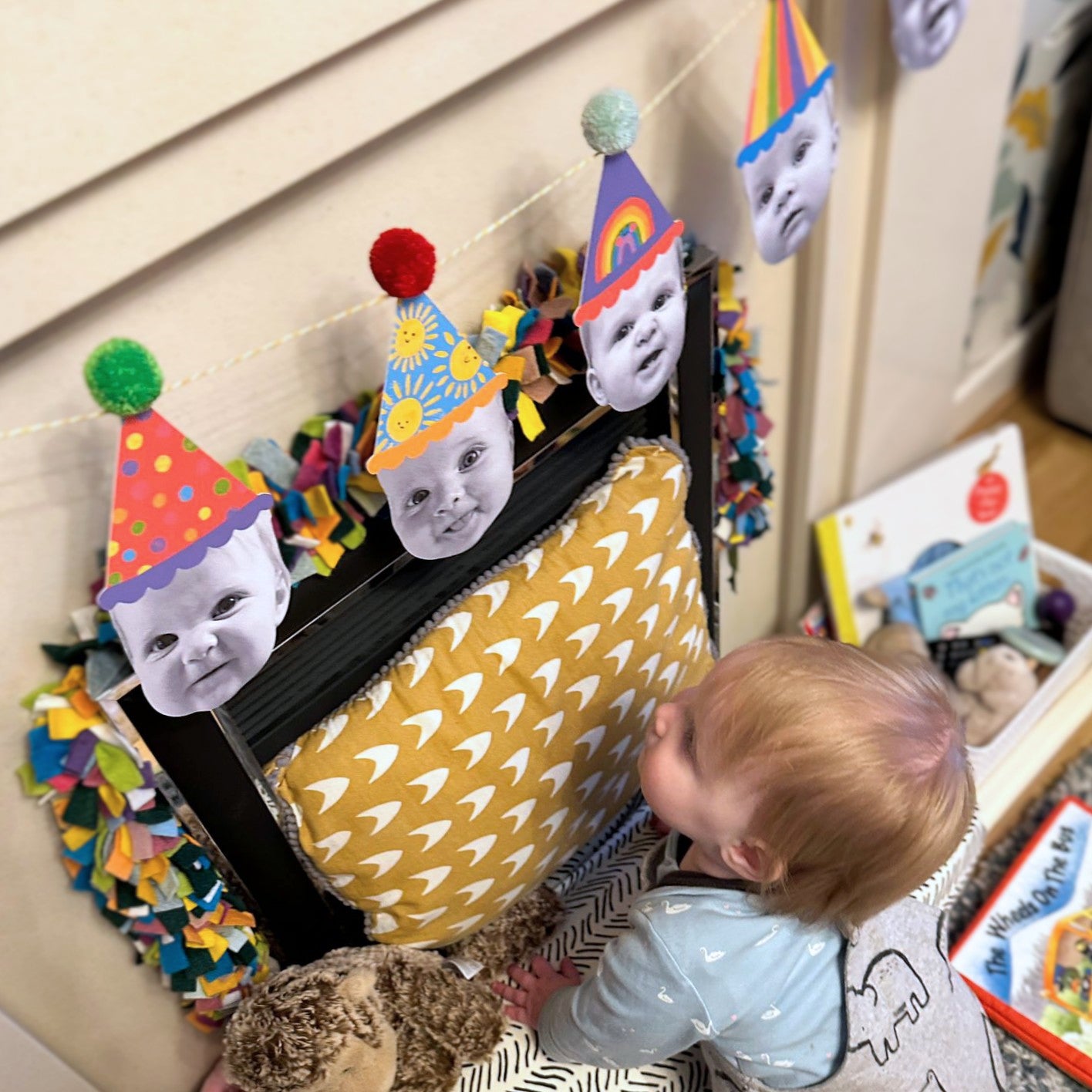 Happy Head Personalised Face Whatever the Weather Pom Pom Garland