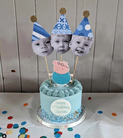 Set Of Three Large Happy Head Cake Toppers