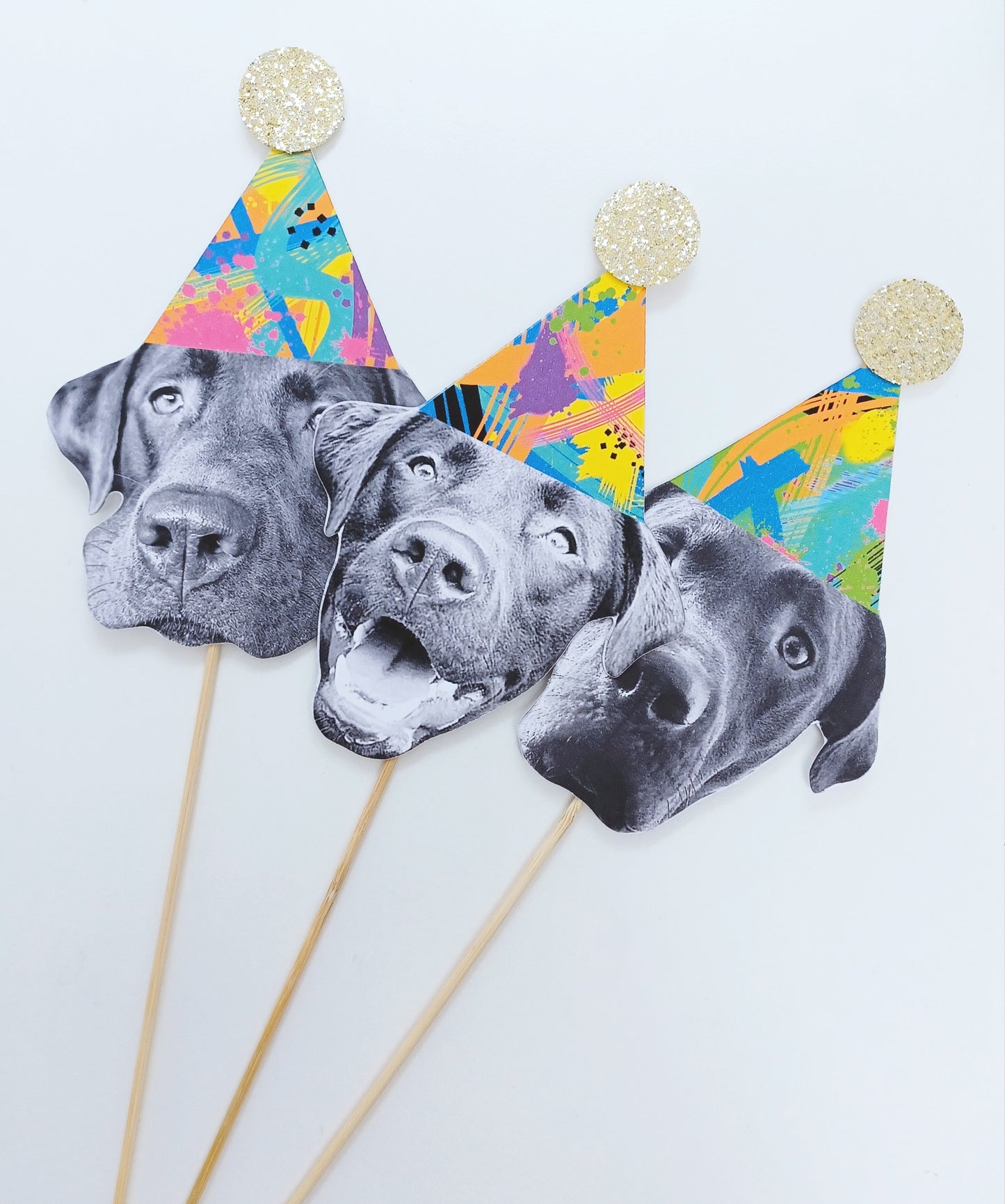 Set Of Three Large Graffiti Happy Head Cake Toppers