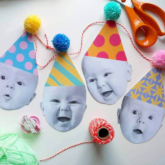 Happy Head Personalised Face Pom Pom Garland