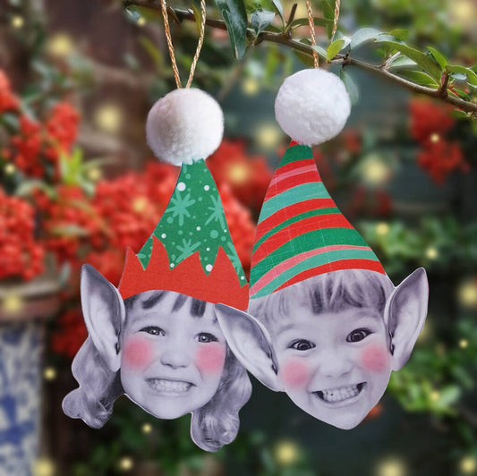 Set Of Two Personalised Christmas Elf Tree Decorations